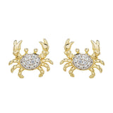 The Shanore Gold Vermeil & White Sapphire Crab Post Earrings feature sparkling white sapphires set at the center of each crab.