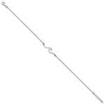 The Presco/Quality Gold Sterling Silver Wave Anklet features a minimalist S-shaped centerpiece and small clasp closure, elegantly displayed on a plain white background.