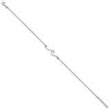 The Presco/Quality Gold Sterling Silver Wave Anklet features a minimalist S-shaped centerpiece and small clasp closure, elegantly displayed on a plain white background.