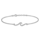 The Presco/Quality Gold Sterling Silver Wave Anklet features a minimalist wave design and secure lobster clasp, offering simple elegance perfect for everyday wear.
