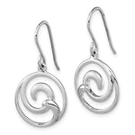 The Presco/Quality Gold Sterling Silver Double Wave Earrings feature a minimalist circular abstract wave design with hook ear wires, shown on a white background—ideal for fans of understated style.