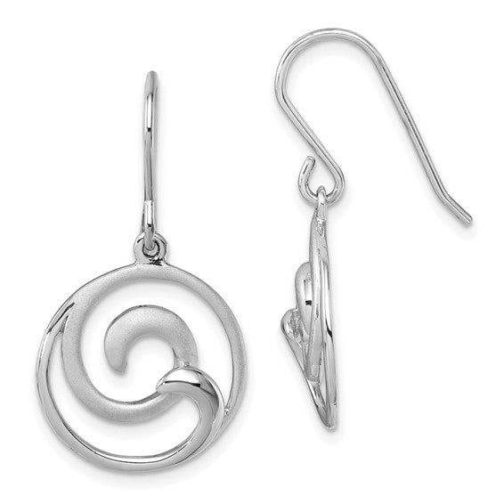 Presco/Quality Gold Sterling Silver Double Wave Earrings with open spiral design and hook fastening, shown from front and side on a white background.