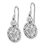 Presco/Quality Gold Sterling Silver Compass/Anchor Crystal Earrings feature directional markings, a decorative anchor at the top, and a sparkling Austrian crystal at the center for a nautical flair.
