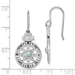 Presco/Quality Gold Sterling Silver Compass/Anchor Crystal Earrings showcase a compass rose with an anchor and central blue crystal, pictured next to a ruler for size reference.