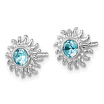 The Crystal Aqua Sun Post Earrings by Presco/Quality Gold feature radiant light blue center gemstones set in sterling silver for a luminous look.
