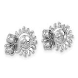 The Crystal Aqua Sun Post Earrings by Presco/Quality Gold feature a shiny sterling silver sun design with radiating rays, displayed from above against a plain white background.
