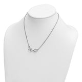 The Presco/Quality Gold Sterling Silver Anchor/Eternity Necklace, shown on a white mannequin, features a minimalist anchor design—an elegant everyday accessory for timeless style.