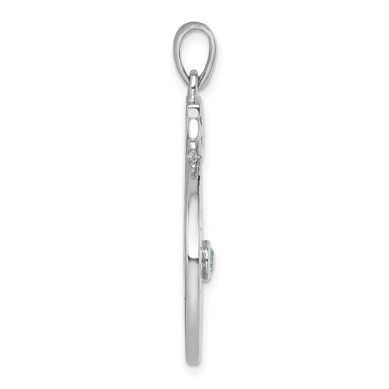 The Presco/Quality Gold Swarovski Crystals Compass w/ Anchor Pendant is a slim sterling silver piece with a small top loop, featuring a round Swarovski crystal in profile—a refined jewelry collection addition.