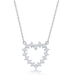 The Classic of New York Sterling Silver CZ Heart Necklace showcases a heart-shaped pendant with sparkling cubic zirconia on a fine 925 silver chain.