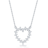 The Classic of New York Sterling Silver CZ Heart Necklace showcases a heart-shaped pendant with sparkling cubic zirconia on a fine 925 silver chain.