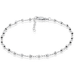 The Classic of New York Sterling Silver Diamond Cut Anklet features a delicate 925 sterling silver chain with diamond-cut beads and an adjustable lobster clasp extender.
