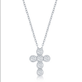 The Classic of New York Sterling Silver Pave CZ Cross Necklace features a 925 silver chain and a sparkling cross pendant set with round cubic zirconia stones.