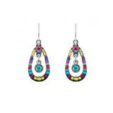Firefly Moonlight Drop Hoop- Mix Earrings in a teardrop shape, accented with multicolored beads and a central turquoise stone.