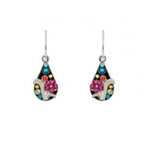 Firefly Botanical Tear Drop Flower Earrings-Multicolor featuring a floral motif accented with colorful, multi-shaped crystals.