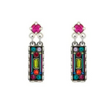 Add a short marketing blurb about the product, as well. Here is your rewritten sentence and a marketing blurb: Rewritten Sentence: The Firefly Architectural Rectangle Stud with 3 Crystals features an eye-catching multicolor design, showcasing vibrant pink, green, and blue crystals set in silver-tone metal for a bold architectural look. Marketing Blurb: Add a playful splash of color to any outfit with these modern rectangle studs from Firefly Jewelry—perfect for expressing your unique style!.