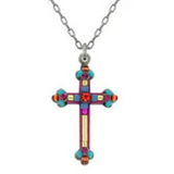 The Simple Cross Lime Necklace from Firefly is a handcrafted silver chain necklace made in Guatemala, featuring a vibrant geometric cross pendant adorned with turquoise, red, and yellow stones—a stunning reflection of Firefly’s colorful craftsmanship.