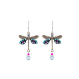 Light blue dragonfly earrings on a white background