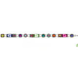 Introducing the Architectural Skinny Bracelet Multi-Color by Firefly Jewelry—a stunning bracelet featuring a mix of rectangular and round multi-colored gemstones set in silver links. Inspired by Firefly’s unique jewelry designs, this beautifully handmade piece from Guatemala offers an adjustable chain with a clasp for the perfect fit.