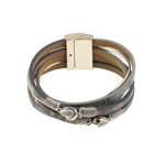 The Origin Shiny & Matte Silver, Light Blue Magnetic Bracelet features layered silver and light blue bands with a sleek magnetic clasp—a versatile accessory to complement any style.