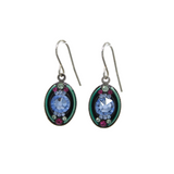 Introducing the La Dolce Vita Oval Light Blue Earrings by Firefly, featuring fair-trade blue gemstones accented with green, pink, and white stones in a dark metal frame and finished with hook clasps.
