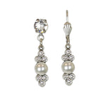 The Small Pendulum w/Faux Pearls Earrings by Anne Koplik Designs, Inc. feature faux pearls and sparkling stones in silver-tone metal—an elegant choice for timeless bridal accessories.