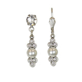 The Small Pendulum w/Faux Pearls Earrings by Anne Koplik Designs, Inc. feature faux pearls and sparkling stones in silver-tone metal—an elegant choice for timeless bridal accessories.
